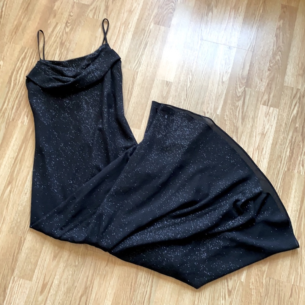 Karina Black Glitter Floor Length Gown